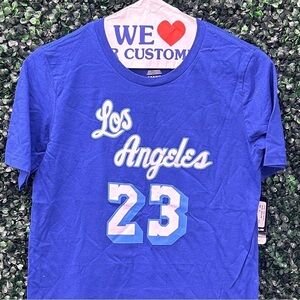 OFFICIAL NBA Youth LeBron James LA Lakers Name & Number Tee - M 10/12 - NWT!